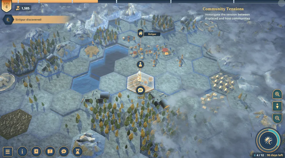 A screenshot showing gameplay from the game Sharmila, developed by WFP and Chaos Theory Games